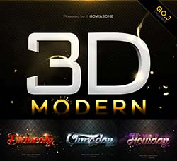 极品PS图层样式－时尚的3D文本效果：Modern 3D Text Effects GO.3